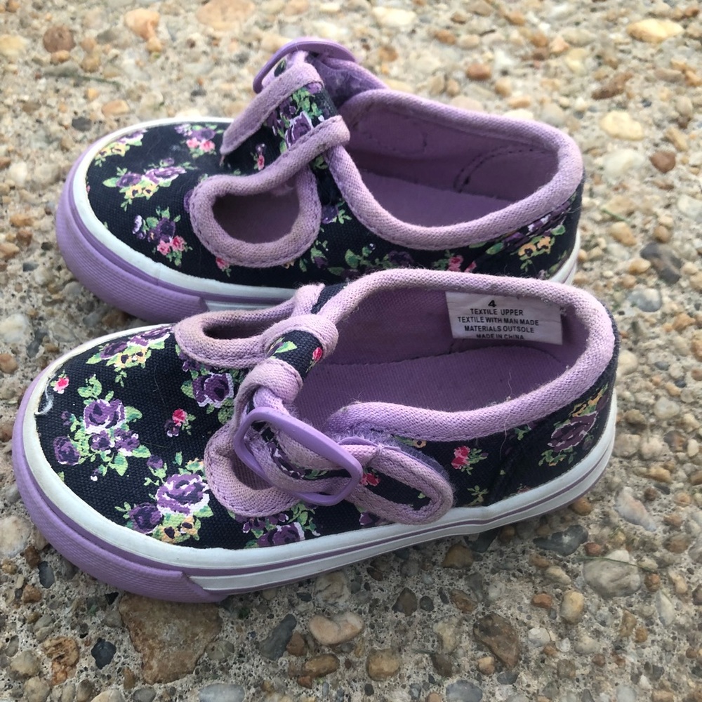 Blue and purple floral shoes
